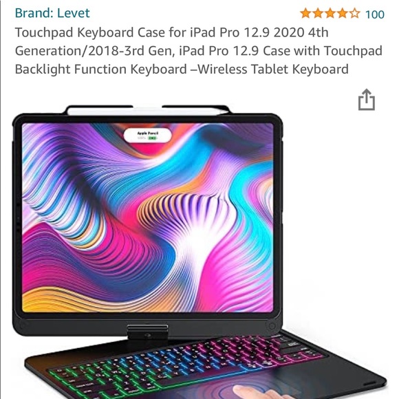 Touchpad Keyboard Case for iPad Pro 12.9 - Wireless - Picture 2 of 3